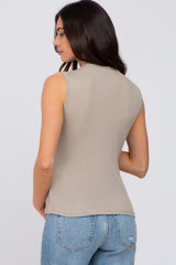 Taupe Ribbed Sleeveless Maternity Top