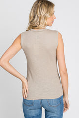 Taupe Ribbed Sleeveless Top