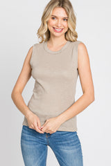 Taupe Ribbed Sleeveless Top