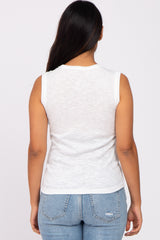 White Ribbed Sleeveless Maternity Top