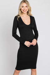 Black Long Sleeve Fitted Maternity Dress