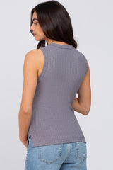 Charcoal Ribbed Knit Sleeveless Maternity Top