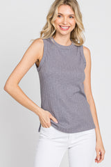 Charcoal Ribbed Knit Sleeveless Maternity Top