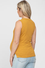 Mustard Ribbed Knit Sleeveless Maternity Top