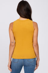 Mustard Ribbed Knit Sleeveless Top