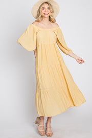 Yellow Tiered Midi Dress