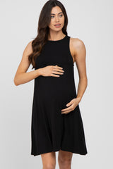 Black Sleeveless Basic Maternity Dress