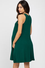 Emerald Green Sleeveless Basic Maternity Dress