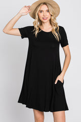 Black Basic Short Sleeve Maternity Dress