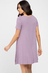 Lavender Basic Short Sleeve Maternity Dress