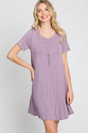 Lavender Basic Short Sleeve Dress