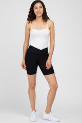 Black Crossover Waist Bike Shorts