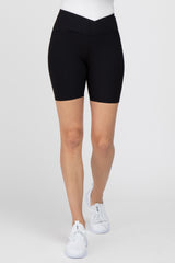 Black Crossover Waist Bike Shorts