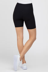 Black Crossover Waist Bike Shorts