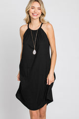 Black Halter Neck Swing Dress