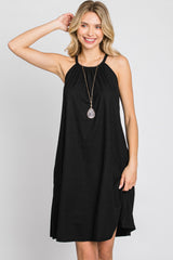 Black Halter Neck Swing Dress