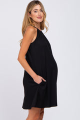 Black Halter Neck Maternity Swing Dress