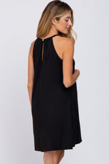 Black Halter Neck Maternity Swing Dress