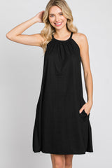 Black Halter Neck Swing Dress