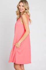 Coral Halter Neck Swing Dress