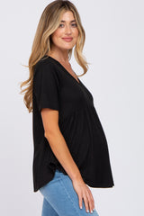 Black Ribbed Babydoll Maternity Top