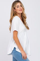 Ivory Ribbed Babydoll Maternity Top