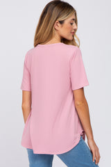 Pink Ribbed Babydoll Maternity Top