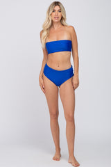 Royal Blue Strapless Lace Up Side Two-Piece Bikini Set