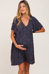 Navy Speckled Babydoll Maternity Dress