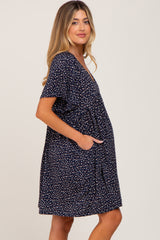 Navy Speckled Babydoll Maternity Dress