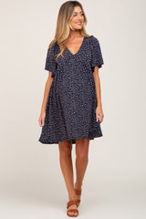 Navy Speckled Babydoll Maternity Dress