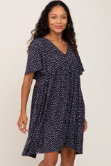 Navy Speckled Babydoll Maternity Dress