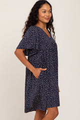 Navy Speckled Babydoll Dress