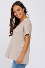 Mocha V-Neck Maternity Tee