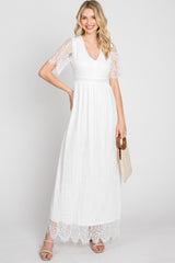 White Lace Short Sleeve Maxi Dress