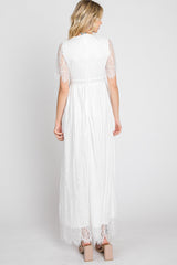 White Lace Short Sleeve Maxi Dress