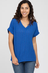 Royal Blue Knit Short Sleeve Top