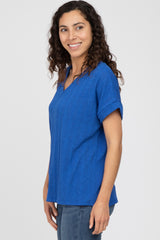 Royal Blue Knit Short Sleeve Top