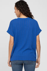 Royal Blue Knit Short Sleeve Top