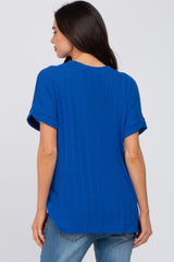 Royal Blue Knit Maternity Short Sleeve Top