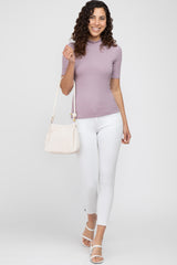 Lavender Ribbed Mock Neck Top