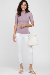 Lavender Ribbed Mock Neck Top