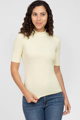 Yellow Ribbed Mock Neck Top