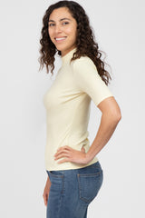 Yellow Ribbed Mock Neck Top