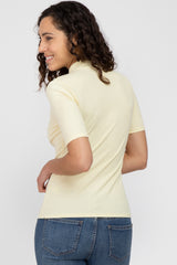 Yellow Ribbed Mock Neck Top