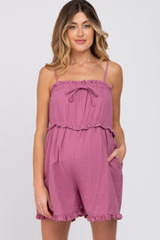 Magenta Ruffle Accent Maternity Romper