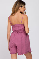 Magenta Ruffle Accent Maternity Romper