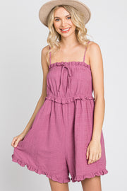 Magenta Ruffle Accent Romper