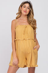 Yellow Ruffle Accent Maternity Romper