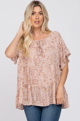 Mauve Floral Tiered Ruffle Sleeve Blouse